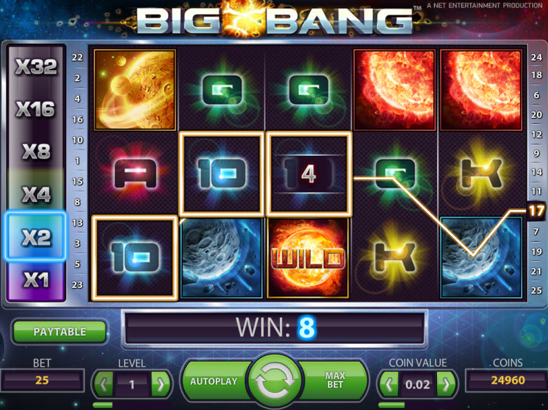 Космическое путешествие на игровом слоте «Big Bang» на сайте казино Эльдорадо